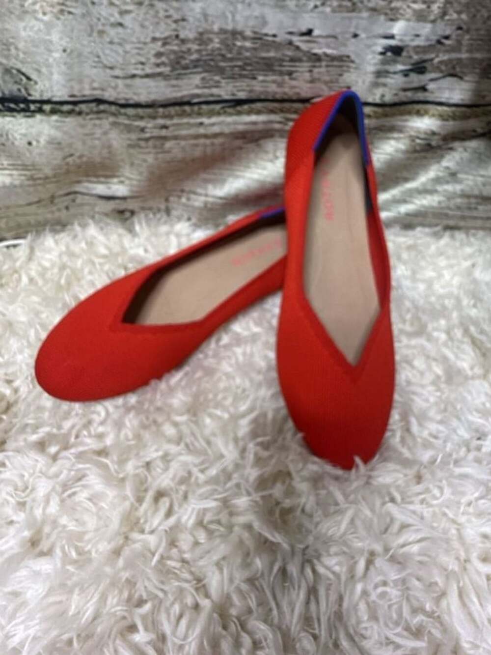 Rothy's 6.5 The Point Red Knit Pointed Toe Ballet Flats